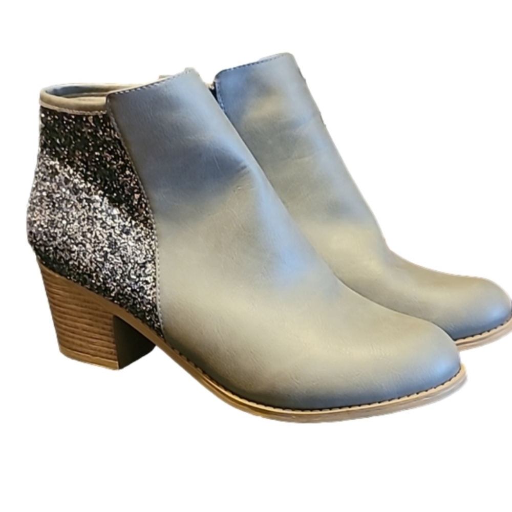 JG Silver Glitter Ankle Booties
